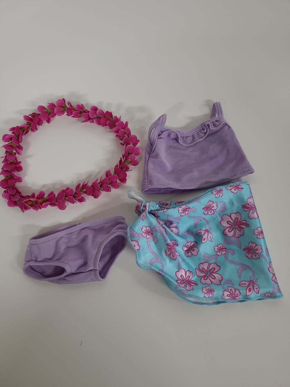 American Girl Ruffled Tankini Sarong Outfit with Floral Lei - Retired